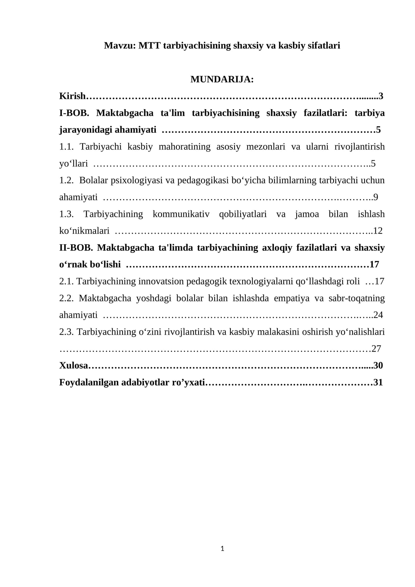 MTT tarbiyachisining shaxsiy va kasbiy sifatlari 1