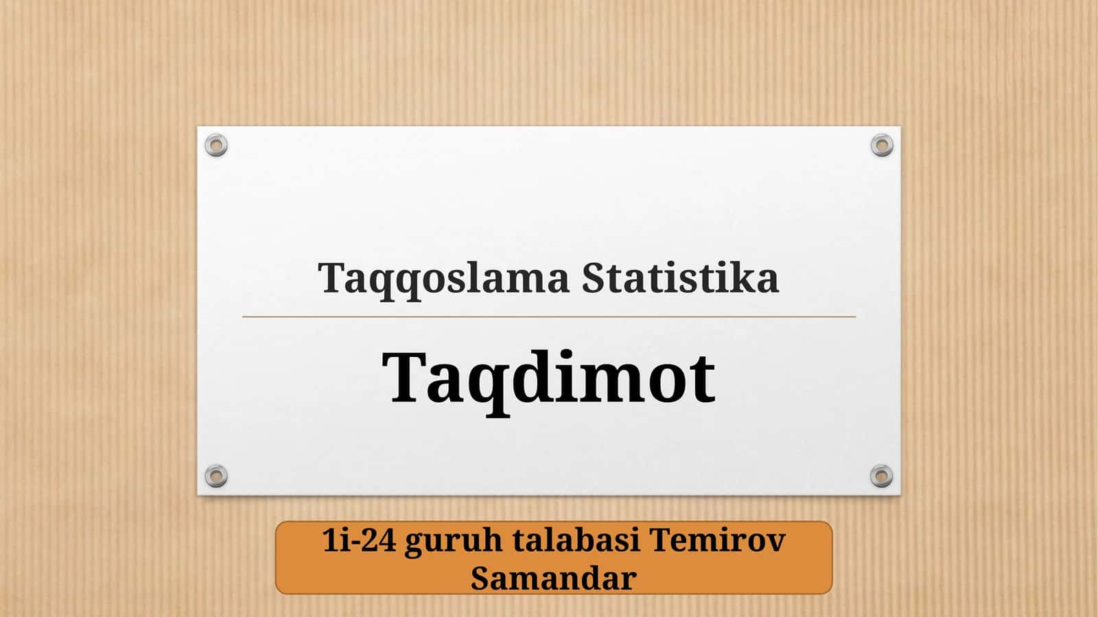Taqqoslama Statistika 1