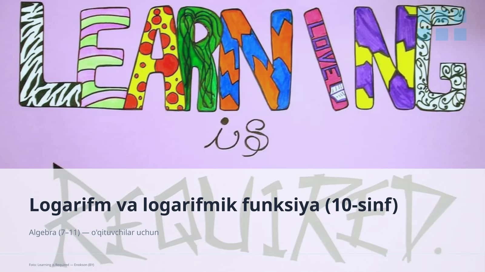 Logarifm va logarifmik funksiya (10-sinf) 1