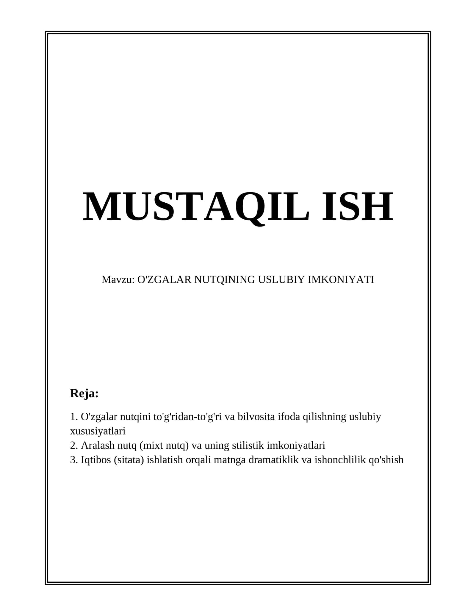 O'zgalar nutqining uslubiy imkoniyatlari 1