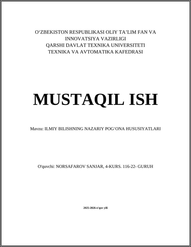 ILMIY BILISHNING NAZARIY POG‘ONA HUSUSIYATLARI 1
