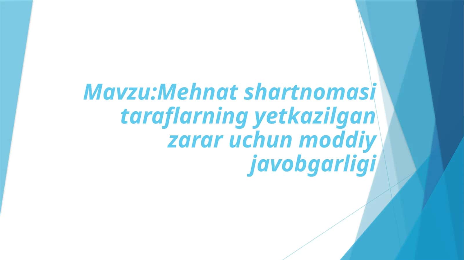 Mehnat shartnomasi taraflarining yetkazilgan zarar uchun moddiy javobgarligi 1