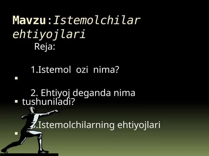 Istemolchilar ehtiyojlari 1