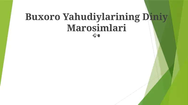 Buxoro Yahudiylarining Diniy Marosimlari 1