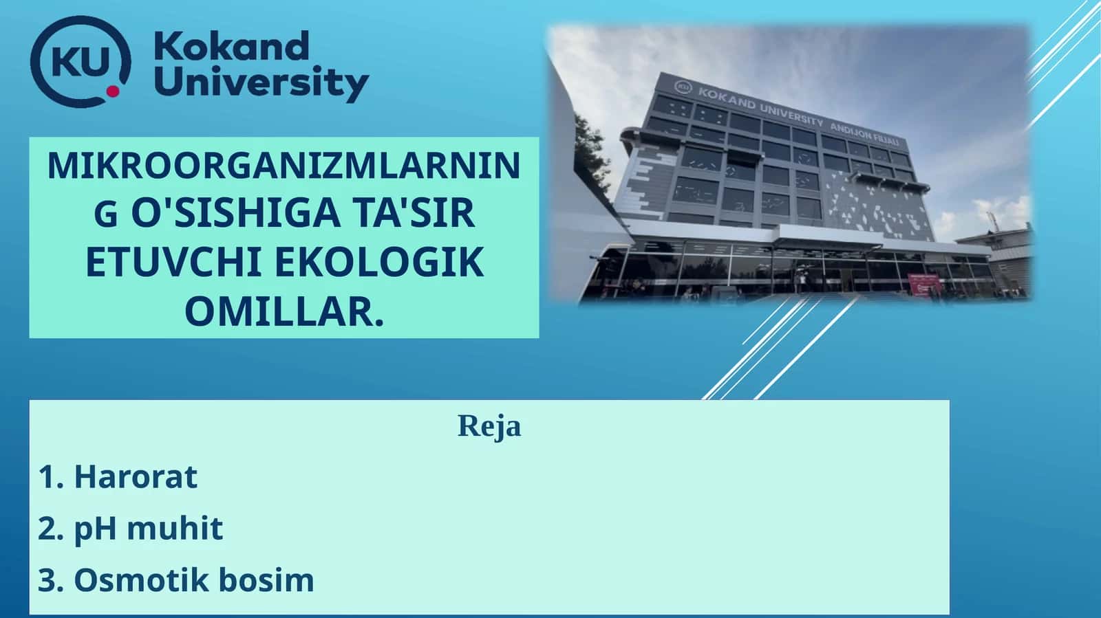 Mikroorganizmlarning o'sishigata'sir etuvchi ekologik omillar 1