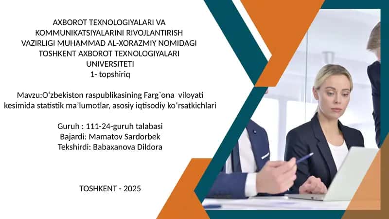 O‘zbekiston raspublikasining Farg`ona viloyati kesimidagi statistik ma’lumotlar, asosiy iqtisodiy ko‘rsatkichlari 1
