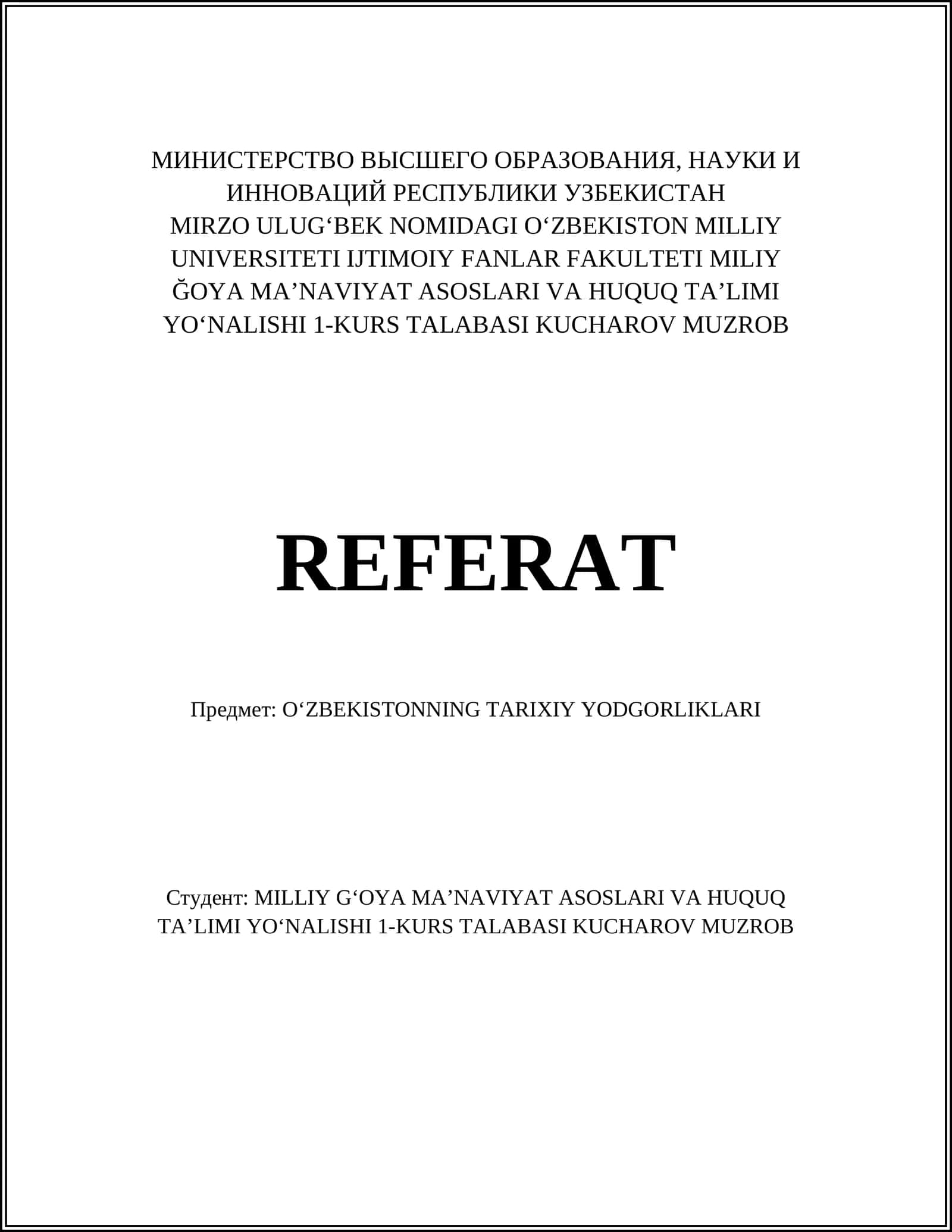 OʻZBEKISTONNING TARIXIY YODGORLIKLARI 1