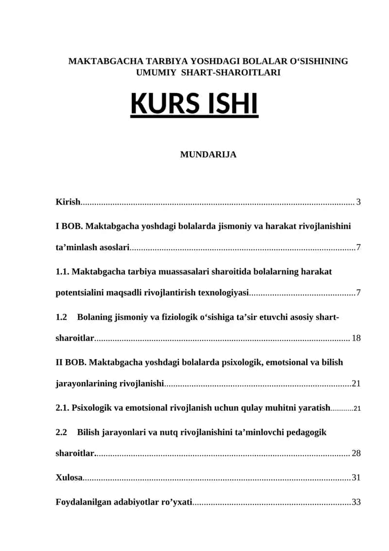Maktabgacha Tarbiya Yoshdagi Bolalar O‘Sishining Umumiy Shart-Sharoitlari 1