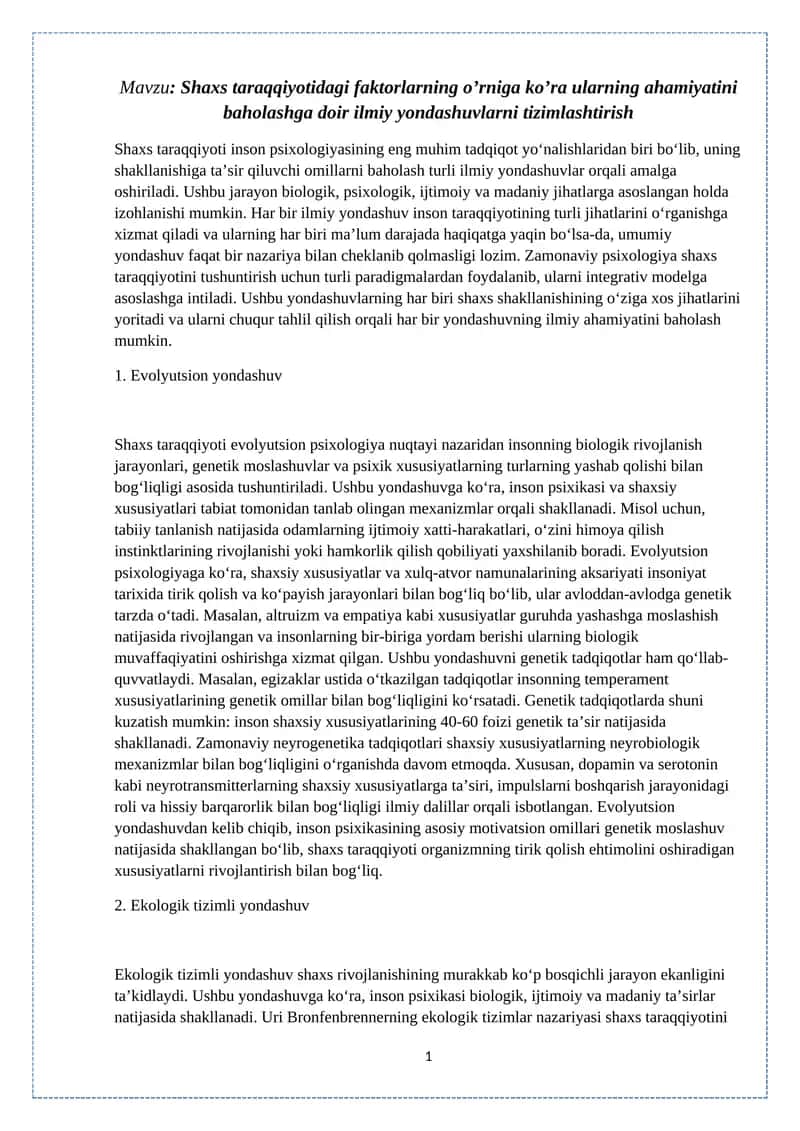 Evolyutsion yondashuv 1