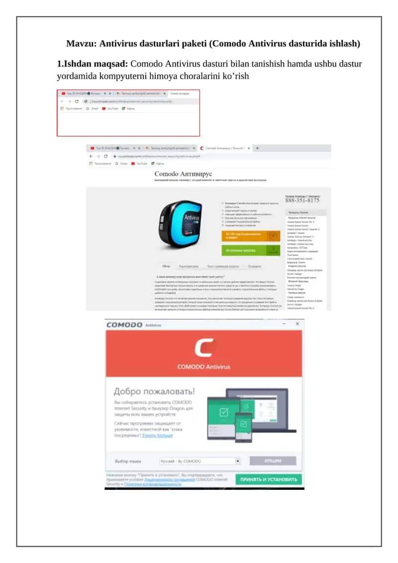 Comodo Antivirus dasturlari paketi 1