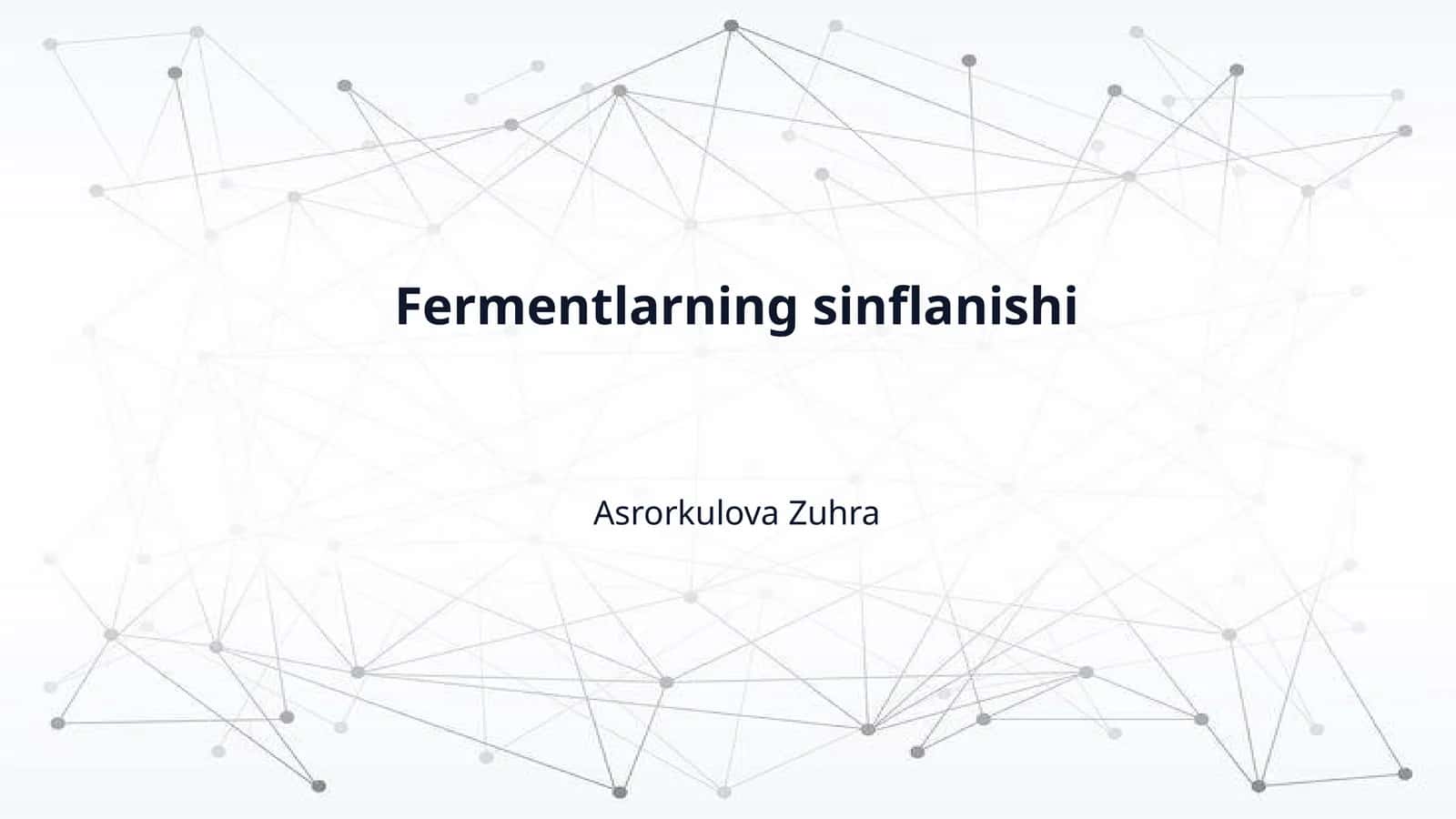 Fermentlarning sinflanishi 1