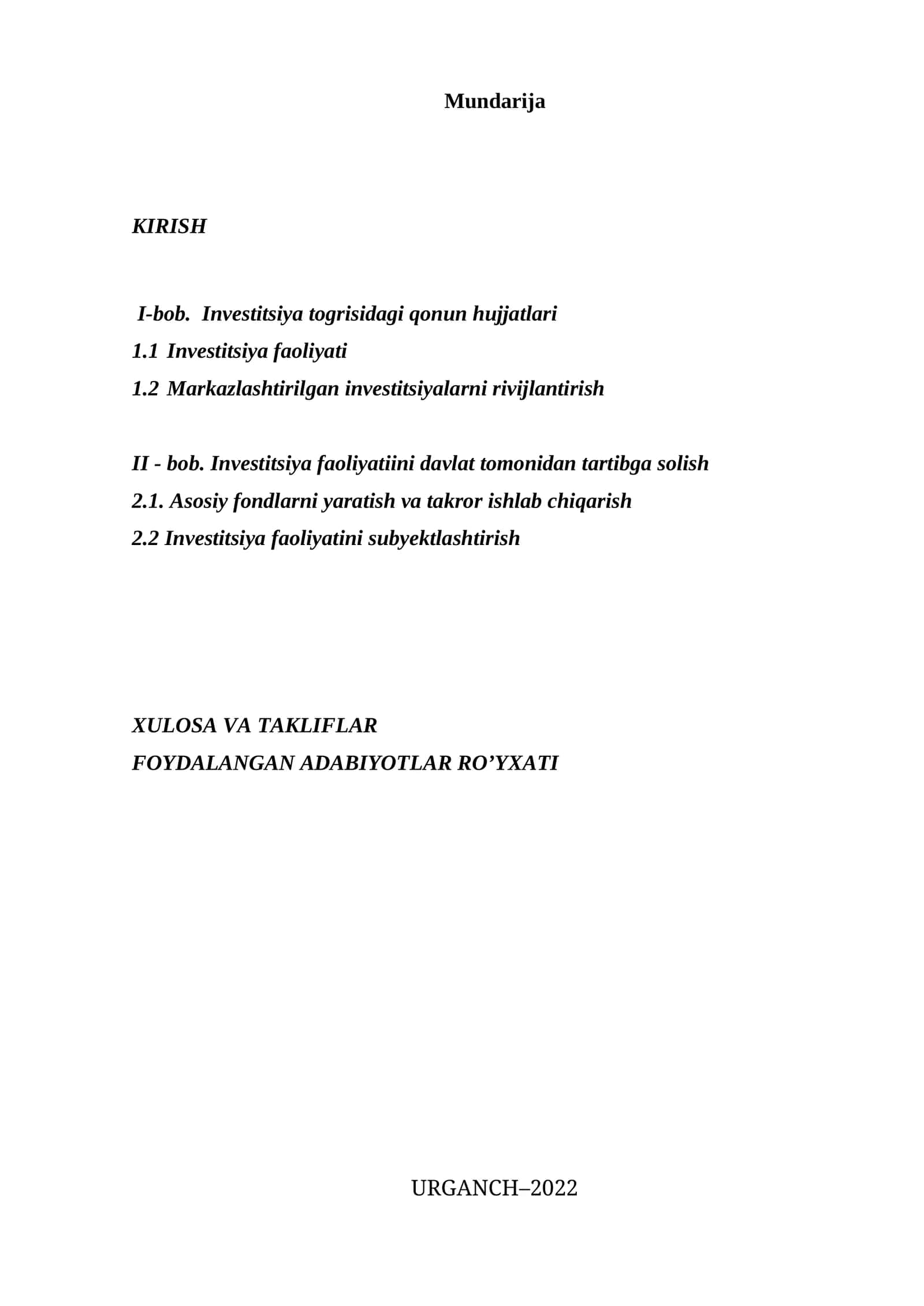 Investitsiya faoliyati 1