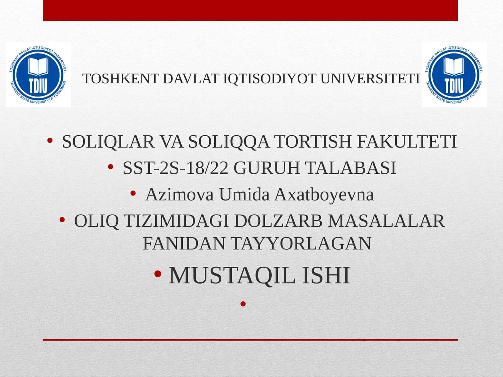 SOLIQ TIZIMI QURILISHI TAMOYILLARI 1