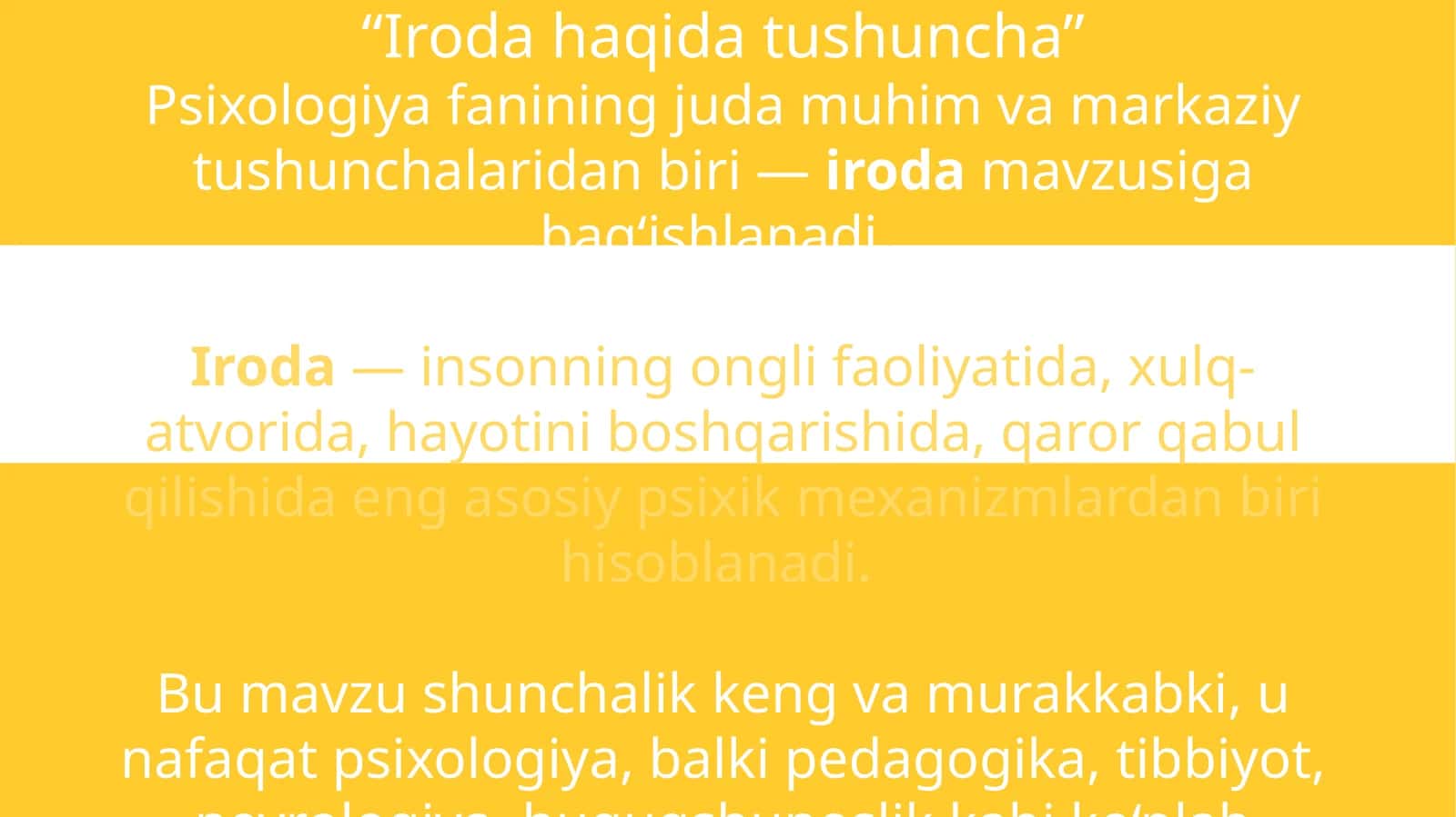 Iroda haqida tushuncha - psixoligiya taqdimoti 1
