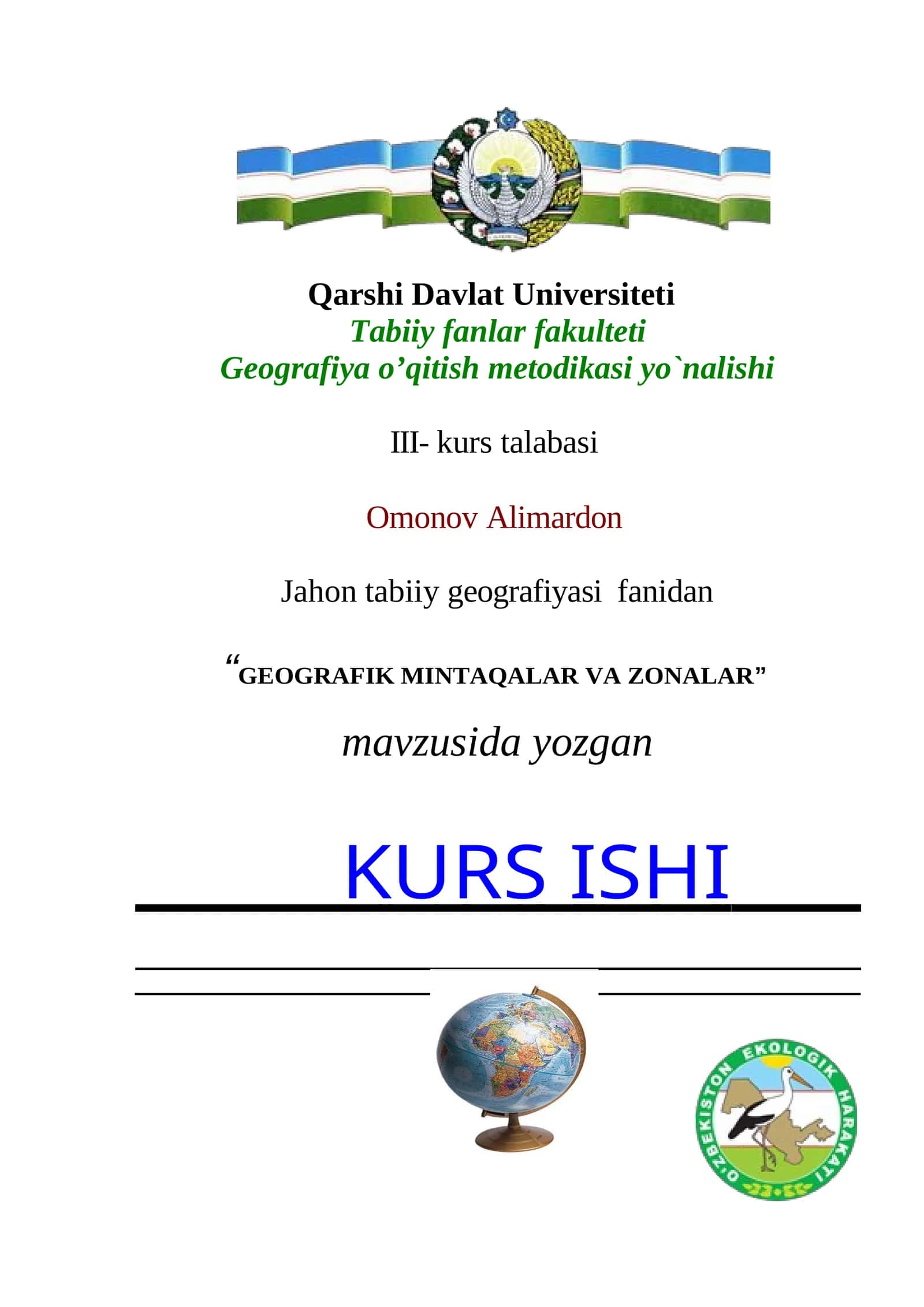 GEOGRAFIK MINTAQALAR VA ZONALAR 1