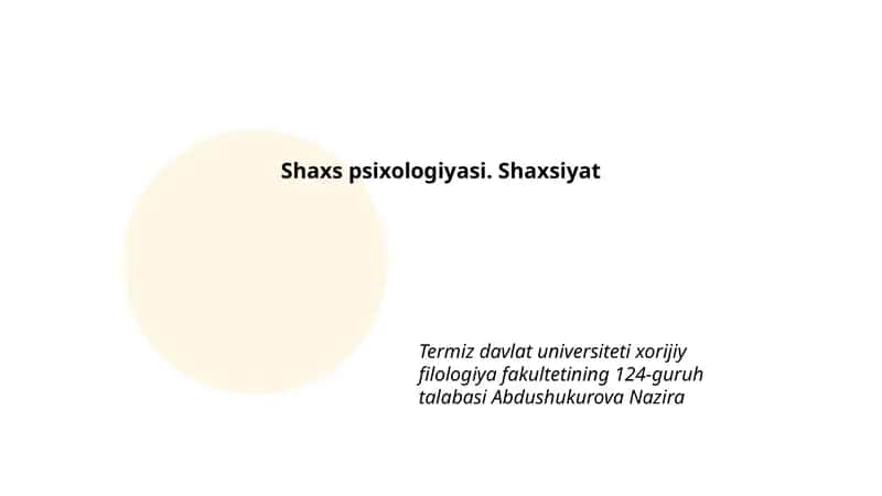 Shaxs Psixologiyasi 1