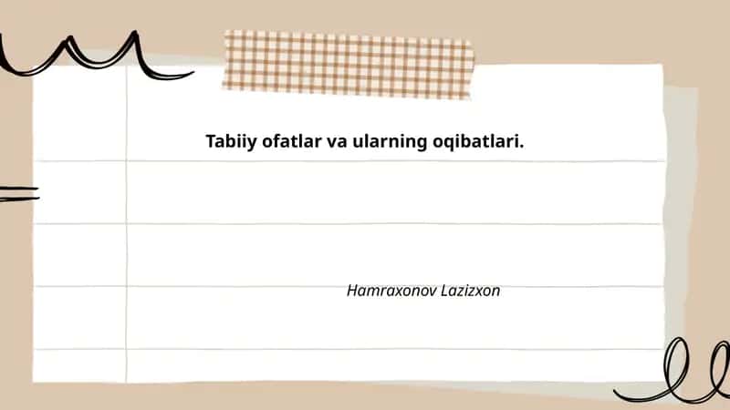 Tabiiy ofatlar va ularning oqibatlari 1