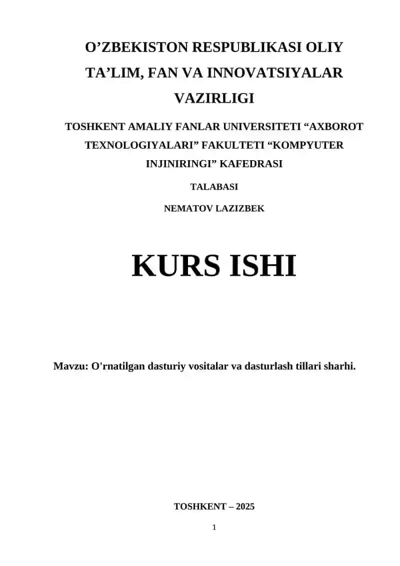 O'rnatilgan dasturiy vositalar va dasturlash tillari sharhi