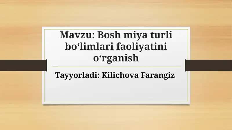 Bosh miya boʻlimlari va ularning funktsiyalari 1