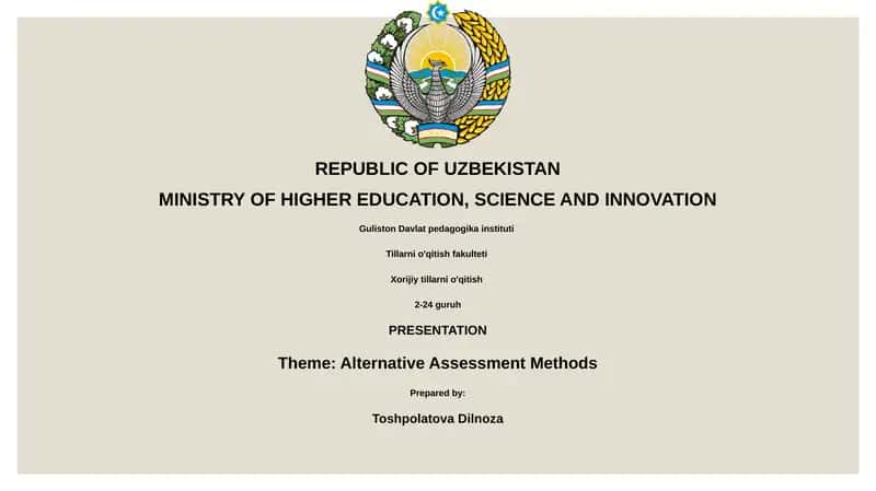 Alternative Assessment Methods 1