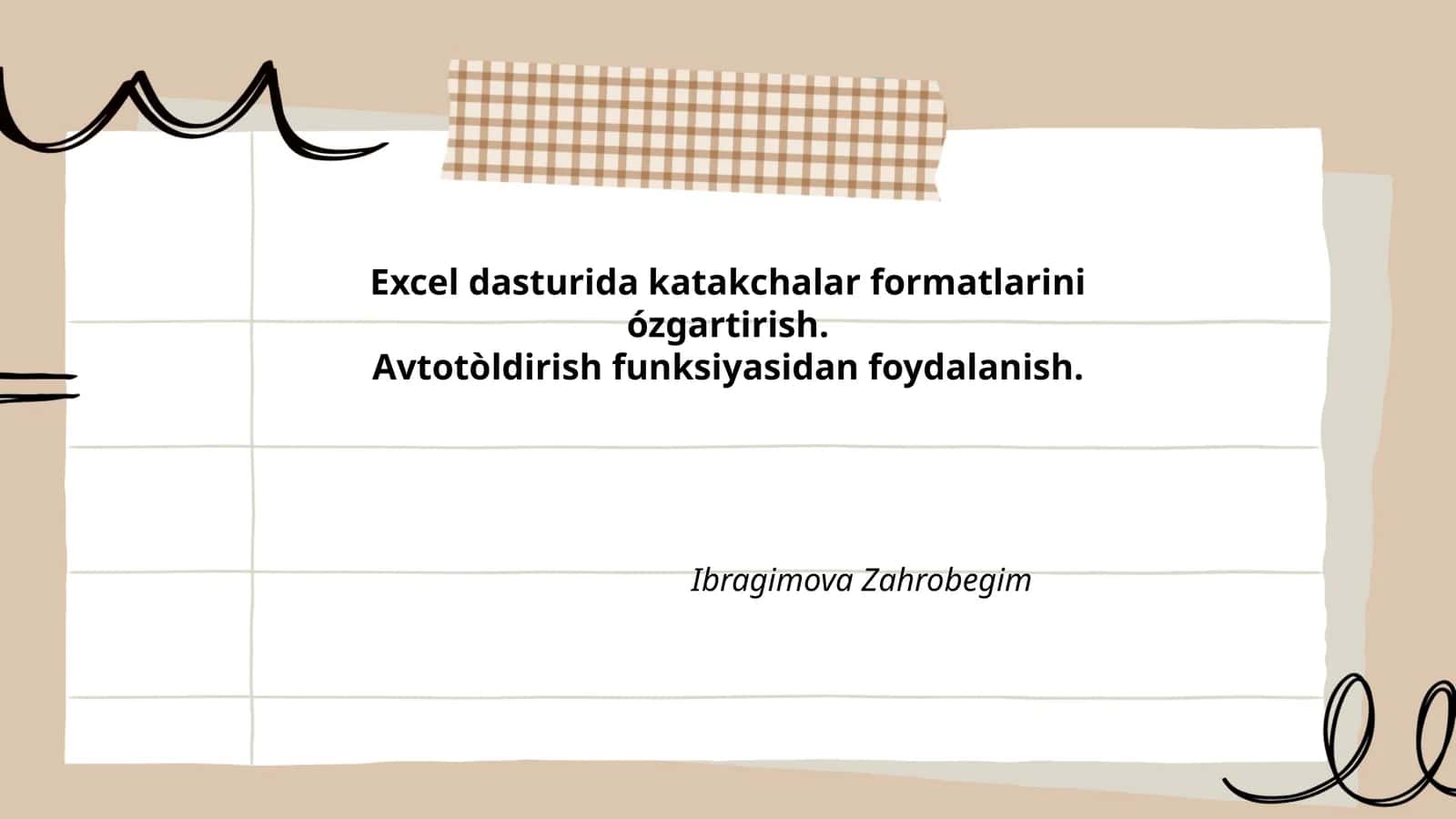 Excel dasturida katakcha formati sozlash 1