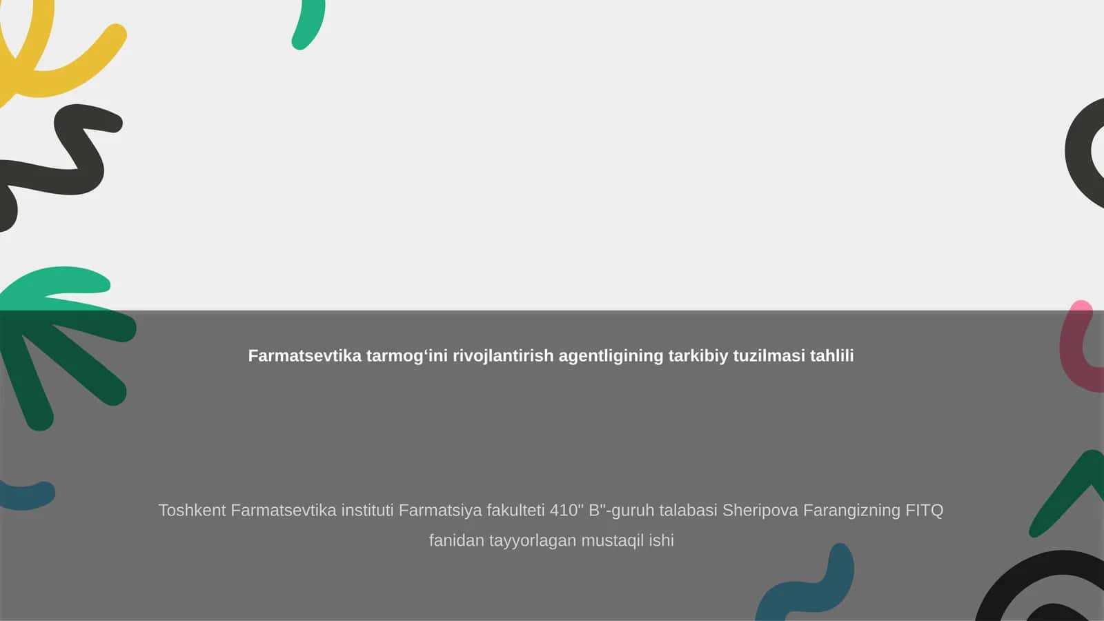 Farmatsevtika tarmogʻini rivojlantirish agentligining tarkibiy tuzilmasi tahlili 1