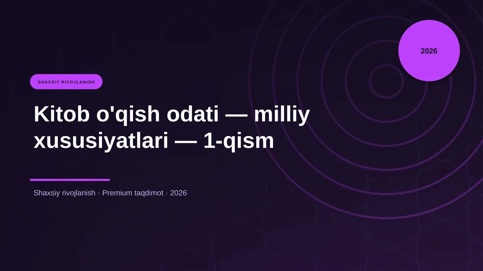 Kitob o'qish odati — milliy xususiyatlari — 1-qism 1