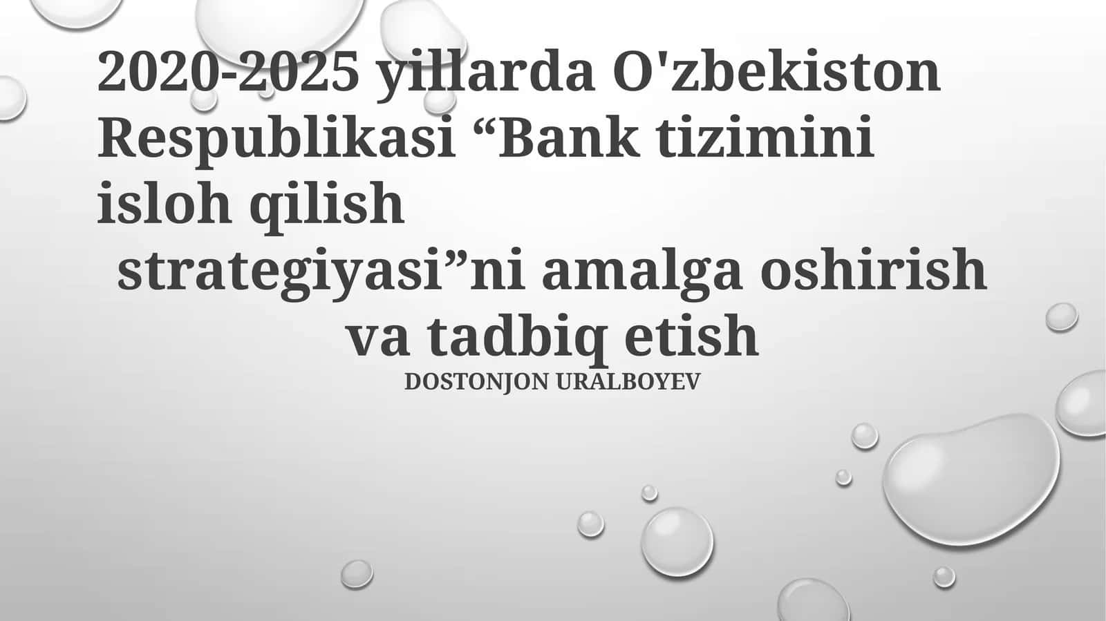 Bank tizimini isloh qilish strategiyasi 1