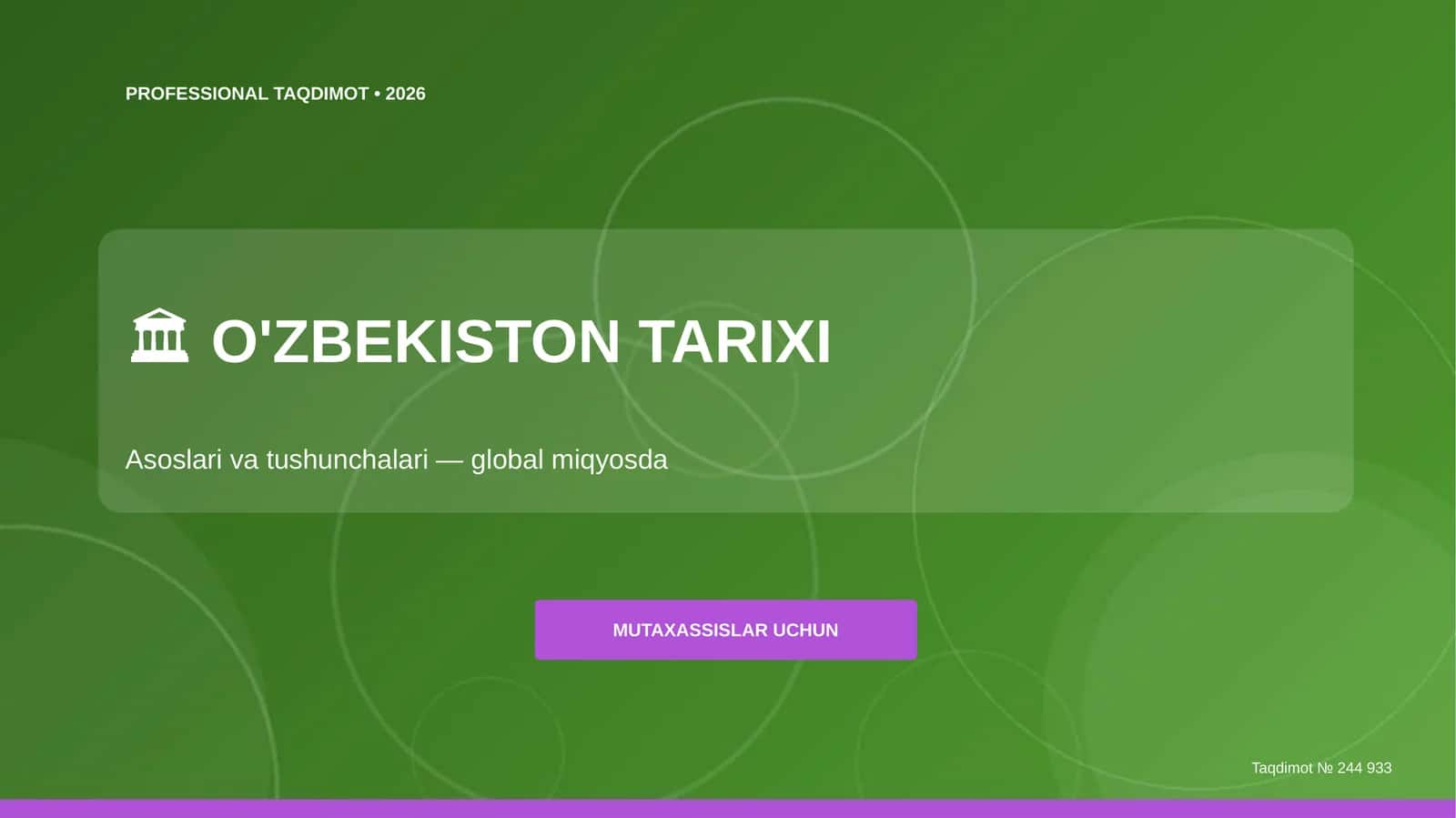 O'zbekiston tarixi: asoslari va tushunchalari (global miqyosda) [mutaxassislar uchun] 1