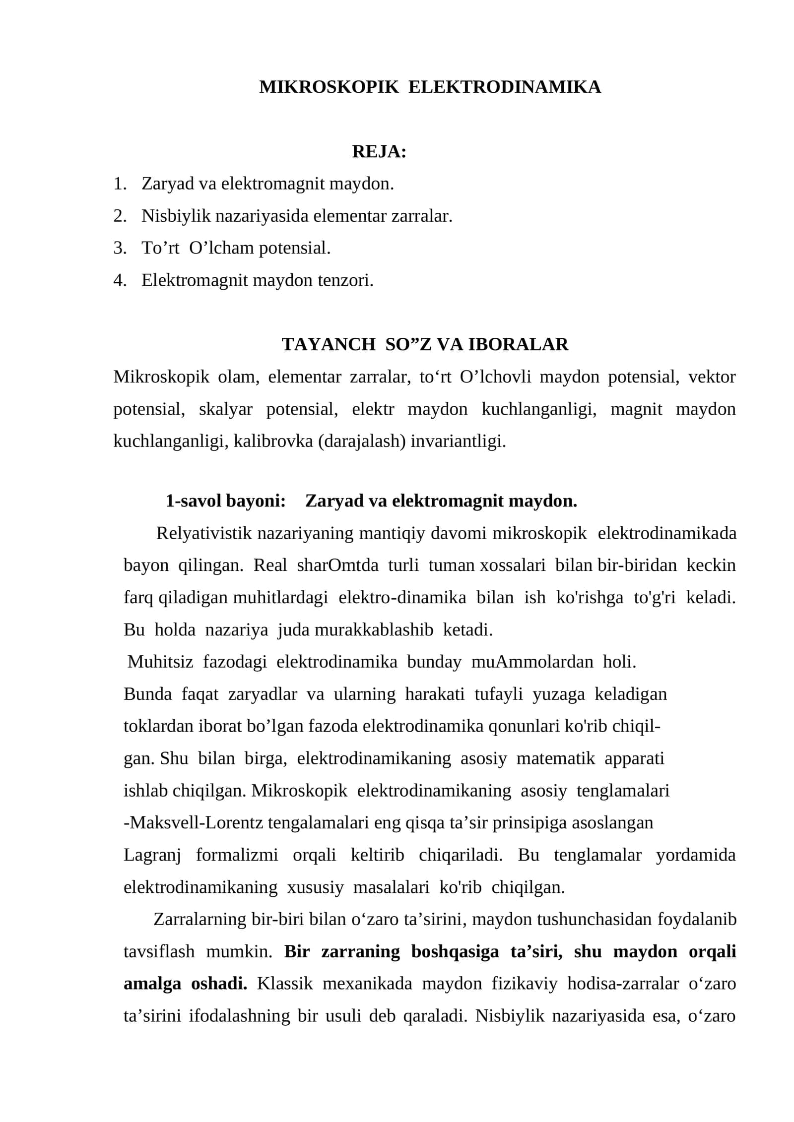 MIKROSKOPIK ELEKTRODINAMIKA 1