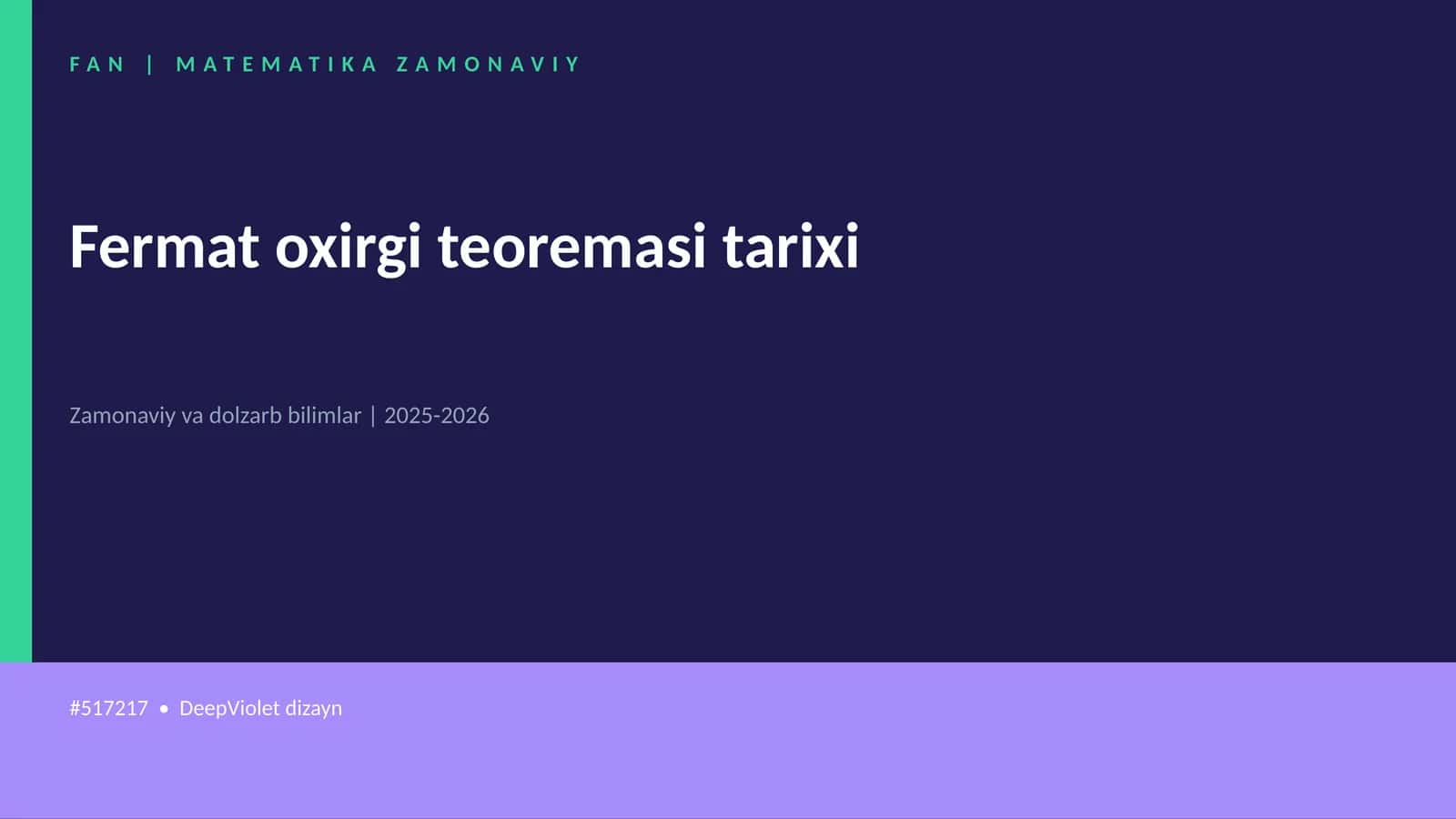 Fermat oxirgi teoremasi tarixi 1