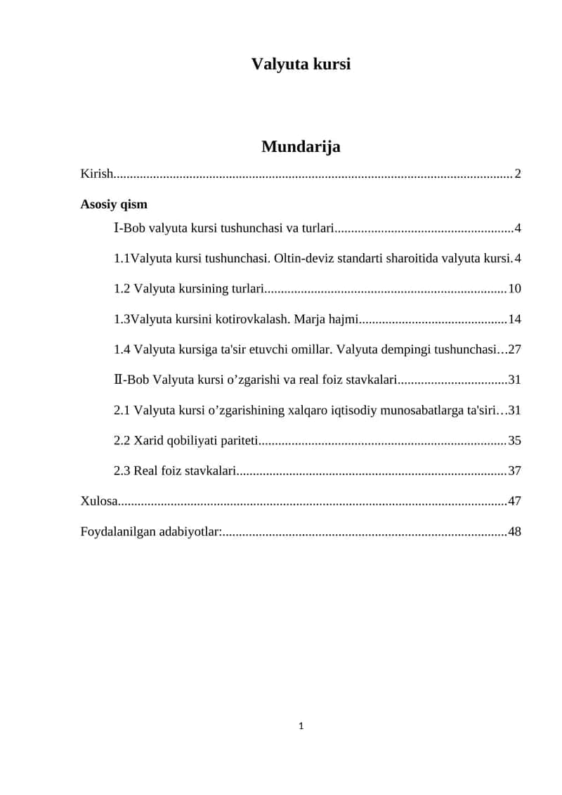 Valyuta kursi 1