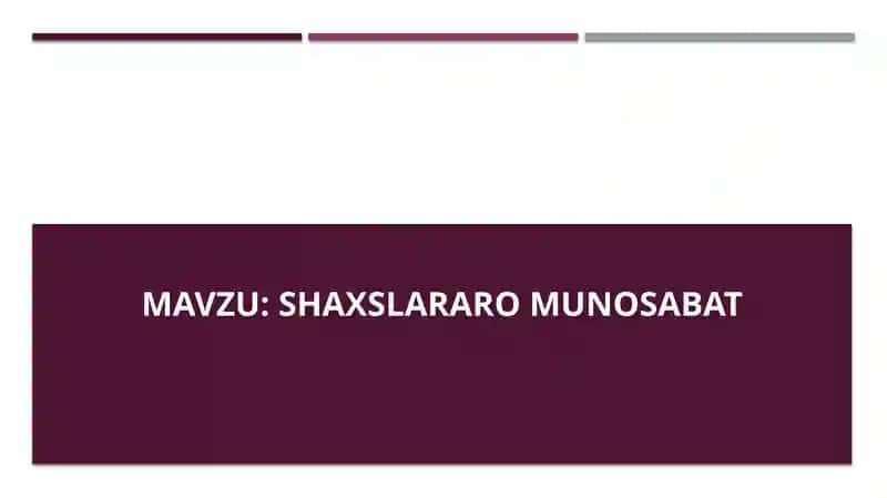 Shaxslararo munosabat