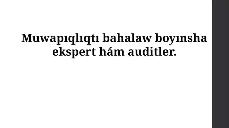 Келисимди баҳалаўда экспертлер ҳәм аудитлер 1