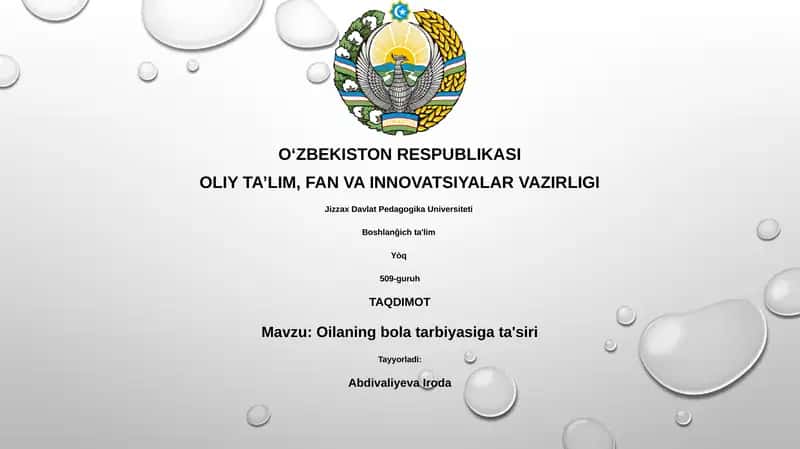 Oilaning bola tarbiyasiga ta'siri 1