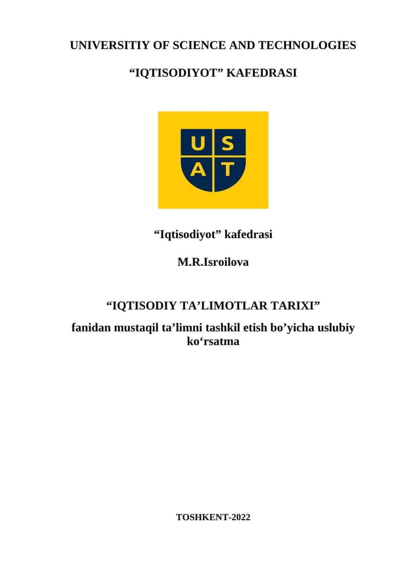 Iqtisodiy ta'limotlar tarixi 1