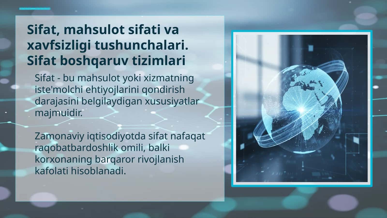 Sifat va mahsulot sifati  tushunchalarining nazariy asoslari 1