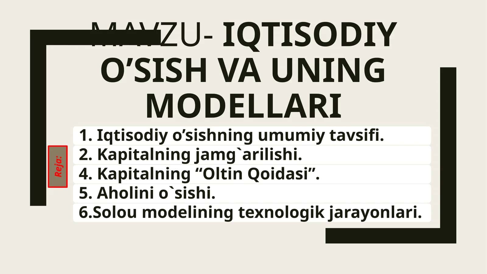 IQTISODIY O’SISH VA UNING MODELLARI 1