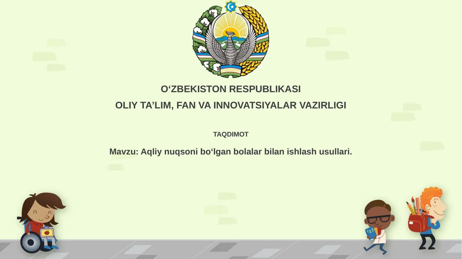 Aqliynuqsoni boʻlgan bolalar bilan ishlash usullari 1