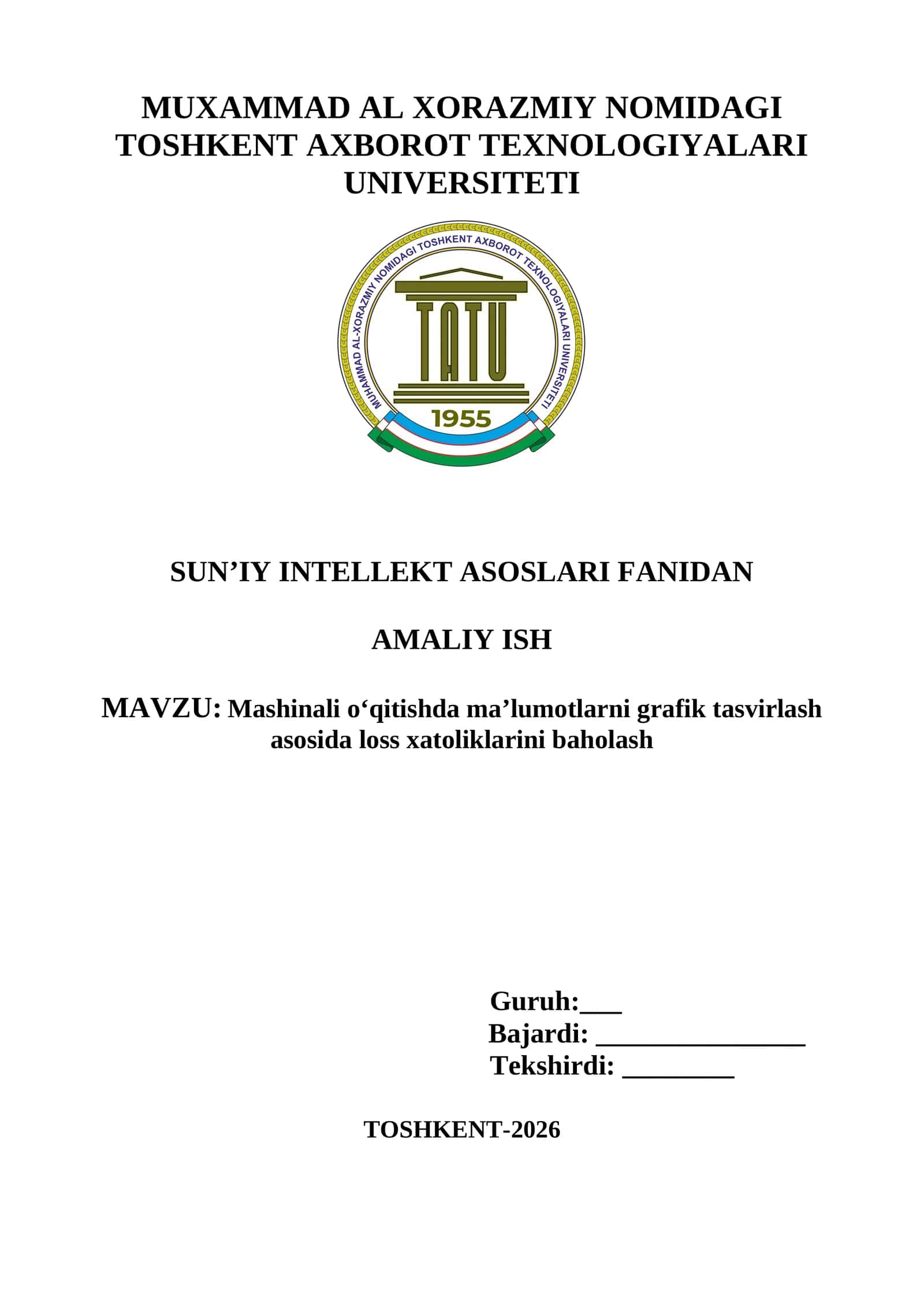 Mashinali o‘qitishda ma’lumotlarni grafik tasvirlash asosida loss xatoliklar 1