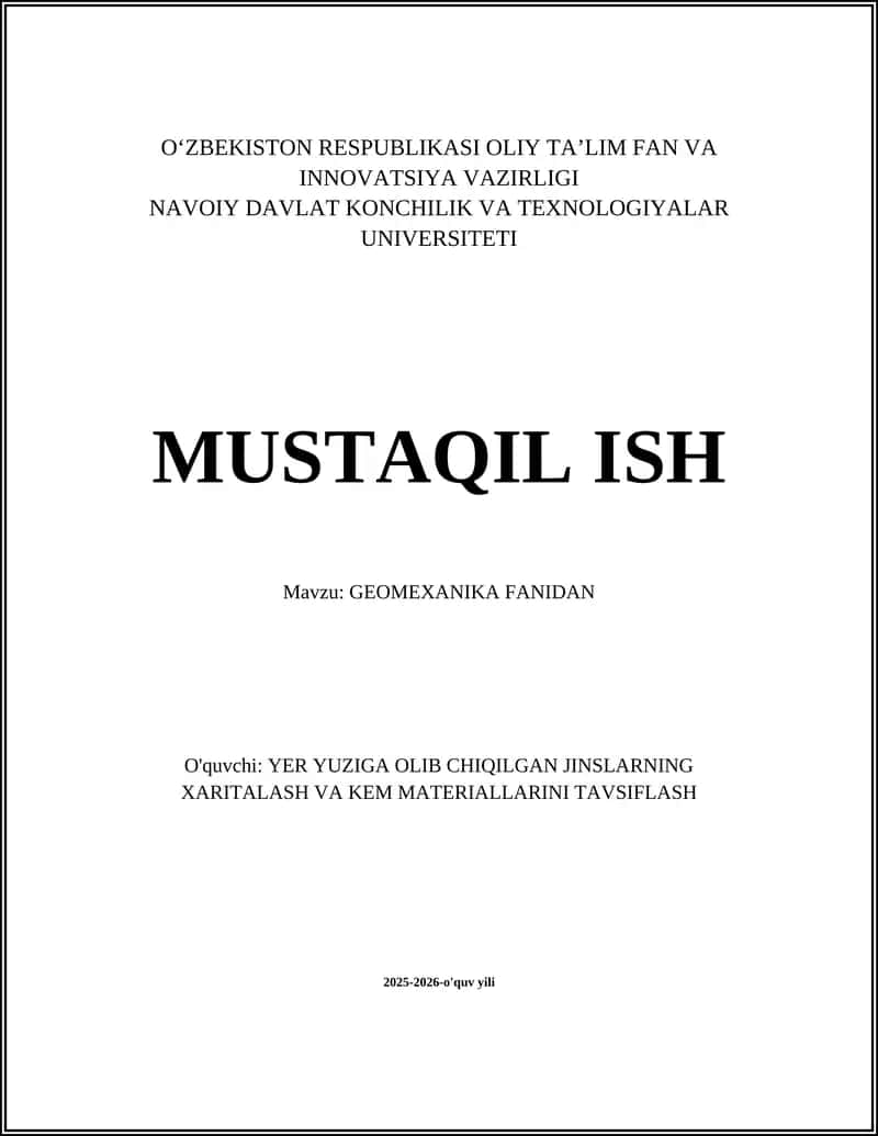 Tuproq va toshlarning mexanik xossalari 1
