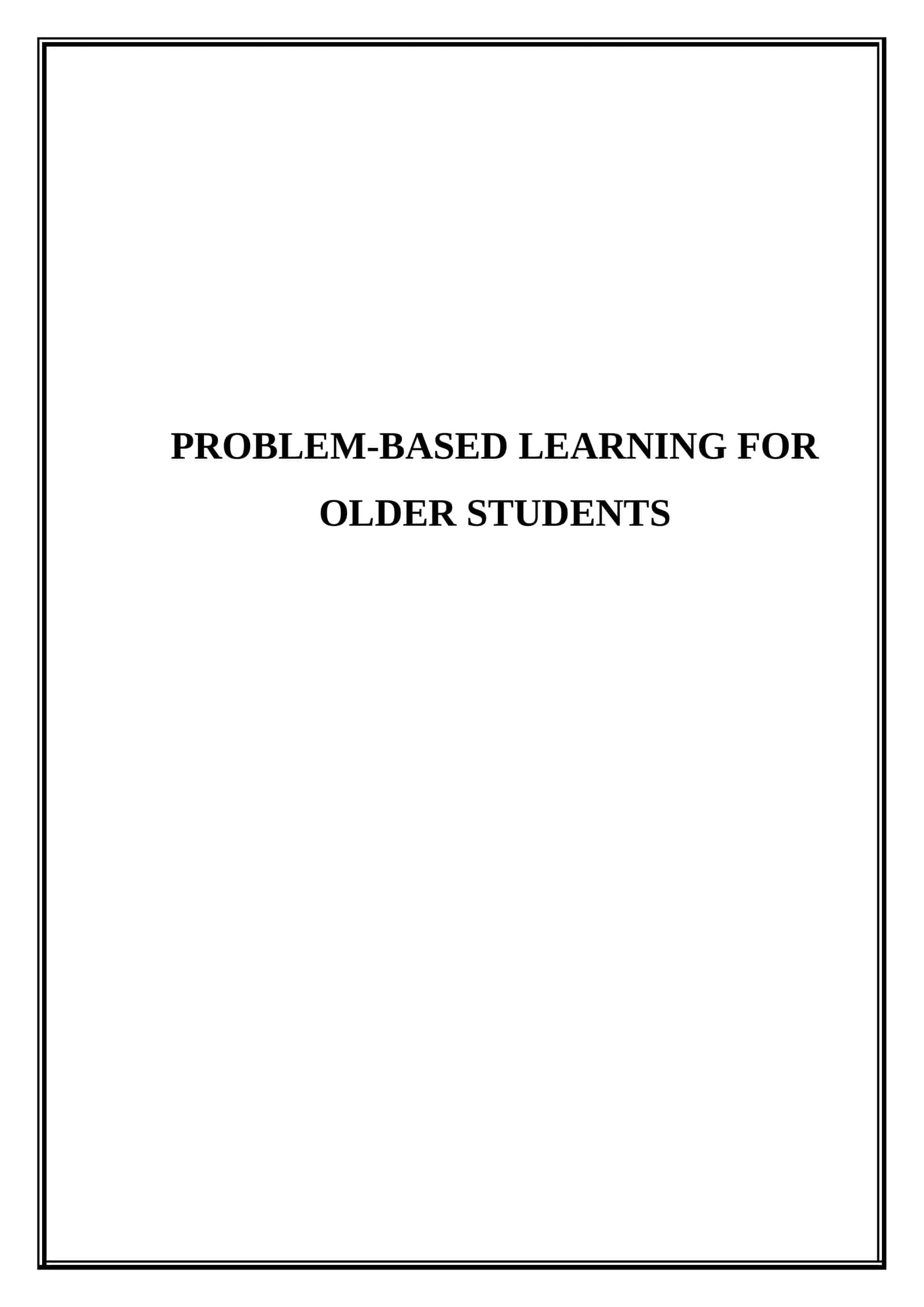 Problem-based learning for older students 1