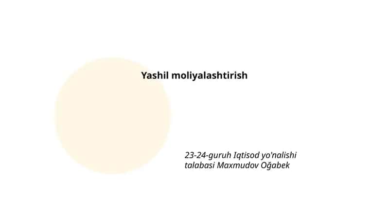Yashil moliyalashtirish 1