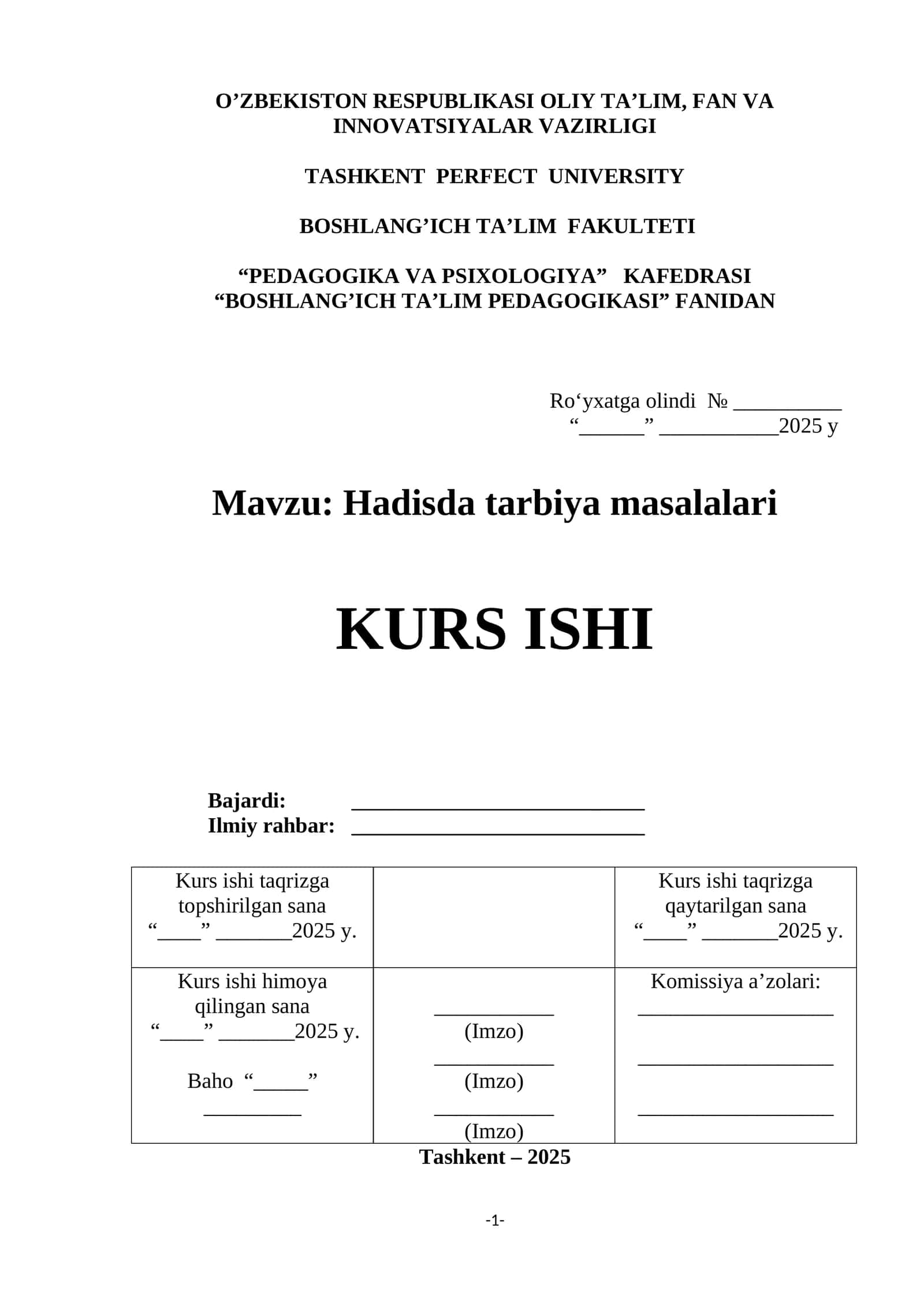Hadisda tarbiya masalalari 1