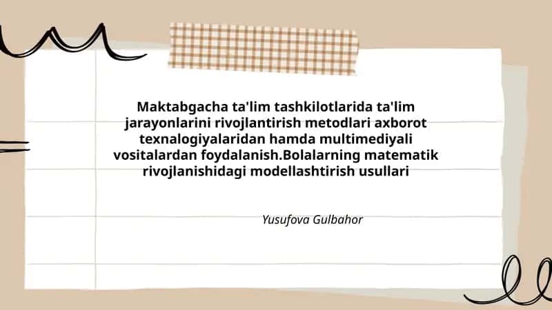 Bolalarning matematik rivojlanishidagi modellashtirish usullari 1