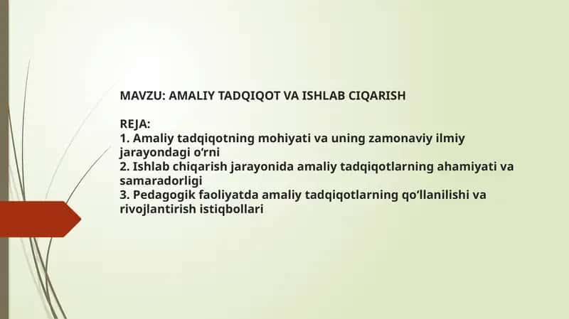 AMALIY TADQIQOT VA ISHLAB CHIQARISH 1