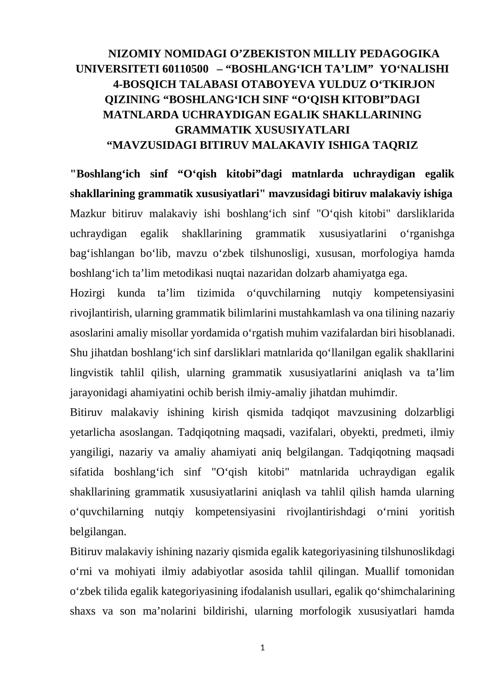O‘zbek tilshunosligi 1