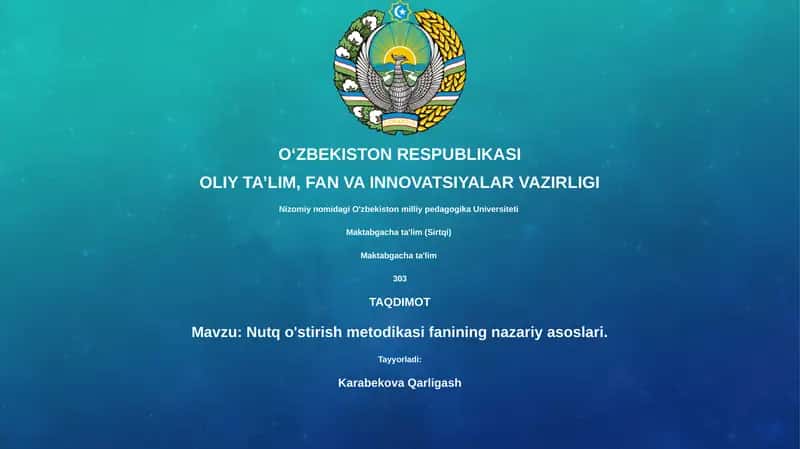 Nutq o'stirish metodikasi fanining nazariy asoslari 1