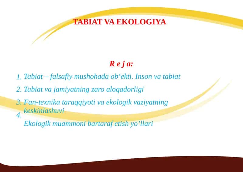 TABIAT VA EKOLOGIYA 1