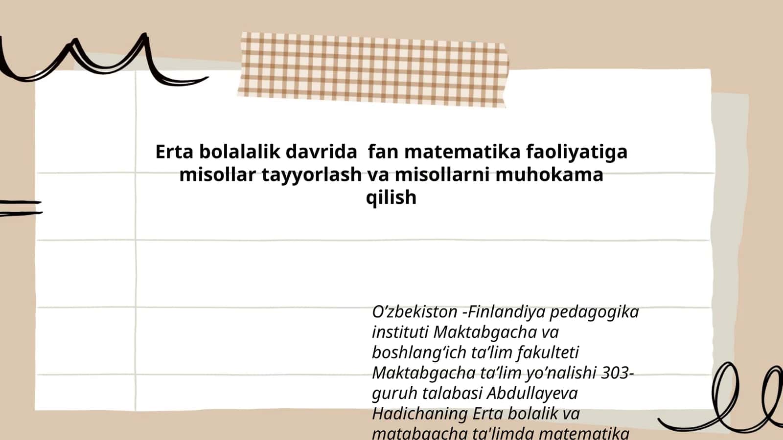 Erta bolalalik va matabgacha ta'limda matematika fanidan tayyorlagan taqdimoti 1